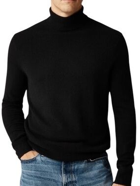 J. Crew Cashmere Turtleneck Sweater Pullover Knit Soft Ribbed Black Men’s Large